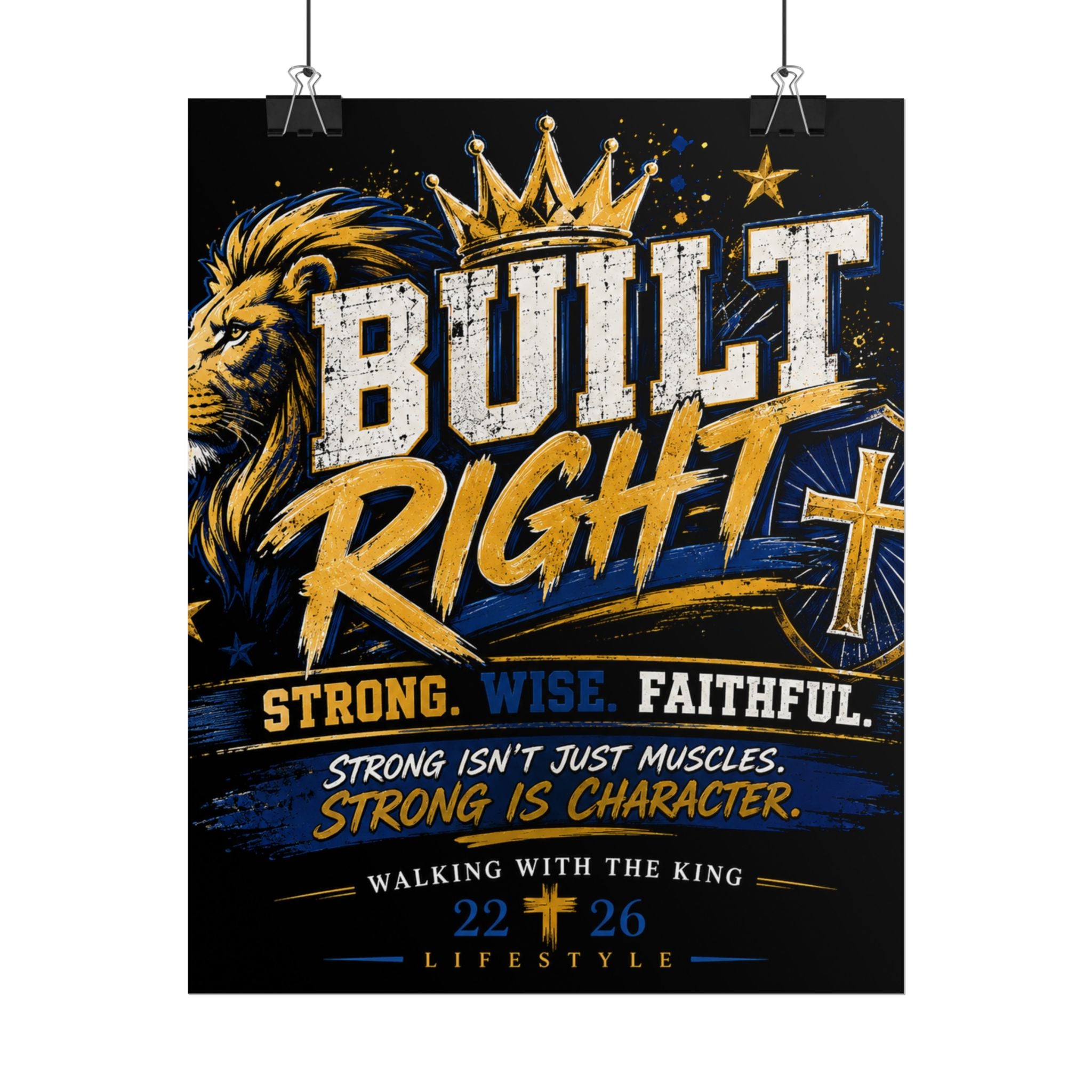 Built Right Poster — “Built Right: Strong, Wise, Faithful” Christian Inspirational Wall Art