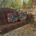 Colorful Swirl Outdoor Pillow — Vibrant Abstract Garden Cushion