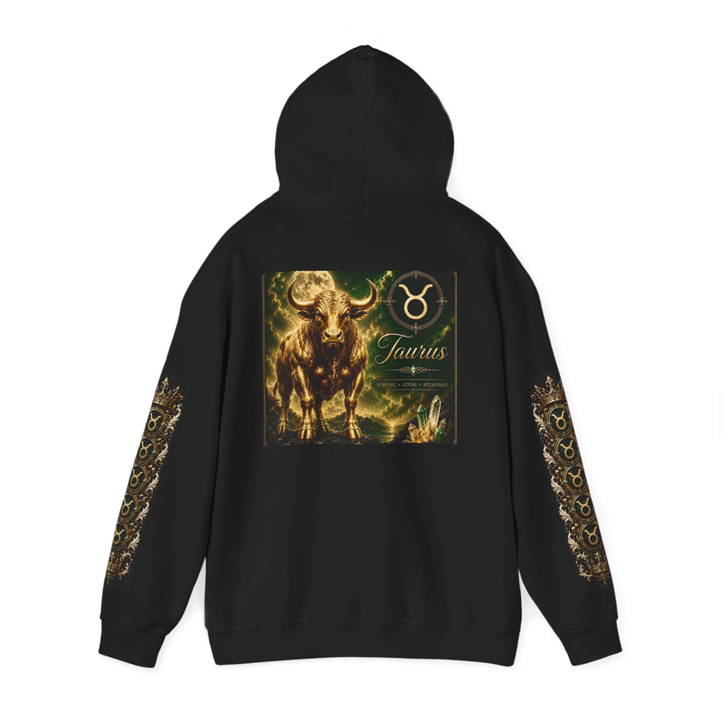 Taurus Hoodie - Zodiac Bull Graphic Pullover with Astrological Sleeve Panels
