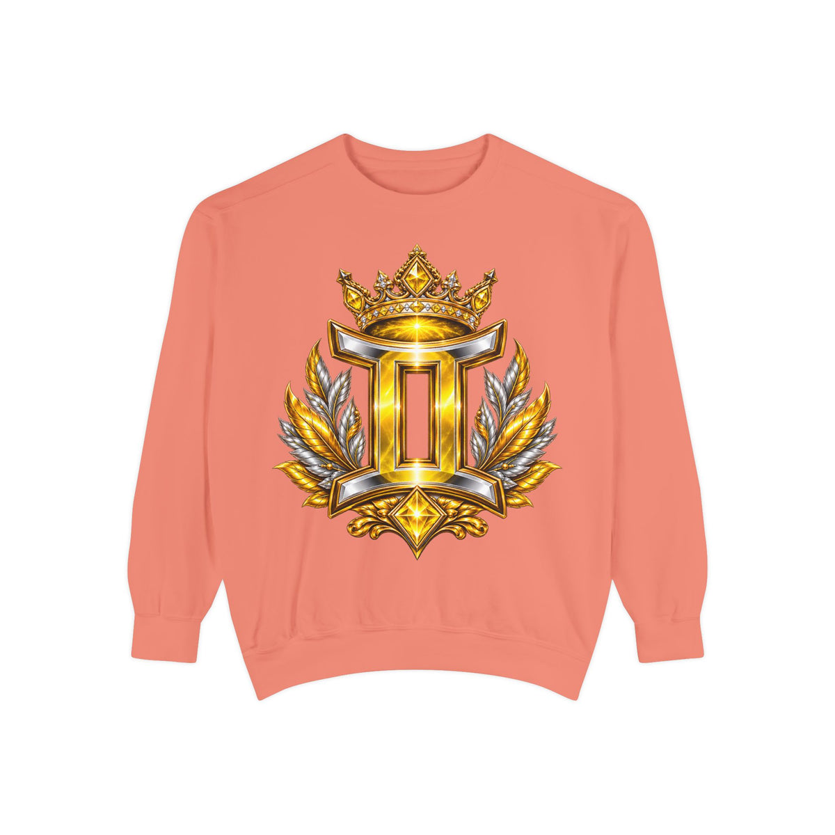 Gemini Zodiac Sweatshirt — Ornate Gold & Blue Gemini Crest
