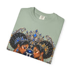 Gemini Zodiac Twin Queens T-Shirt — Elegant Blue & Gold Astrology Tee