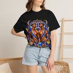 Gemini Zodiac T-Shirt — Bold Blue & Gold Twin Portrait Tee