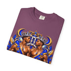 Gemini Zodiac T-Shirt — Bold Blue & Gold Twin Portrait Tee