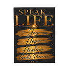 Velveteen Plush Blanket — "Speak Life: Joy Hope Healing, God's Promises" Inspirational Throw