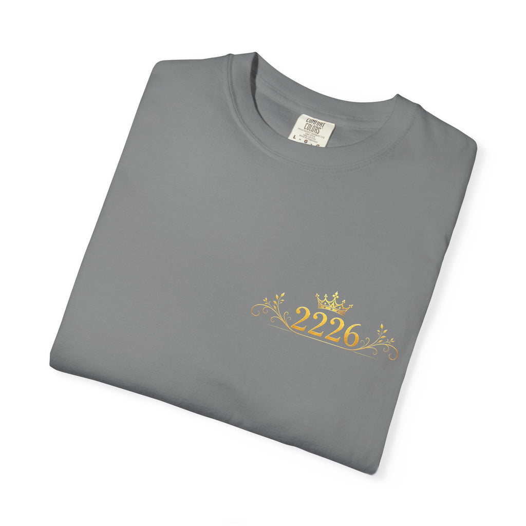 2226 Minimalist Chest Logo Tee — Subtle Gold Graphic T-Shirt