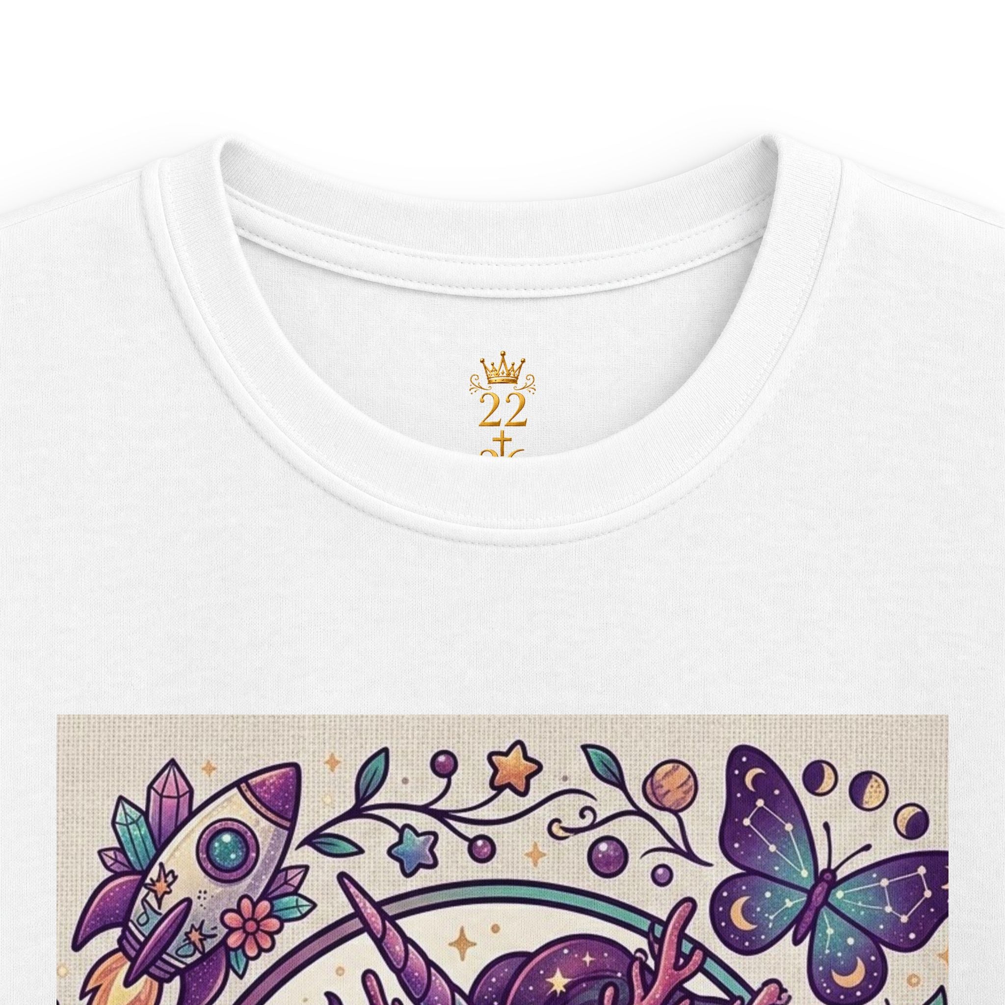 Kids Unicorn Tee — Magical Pink Unicorn with Butterflies & Crystals