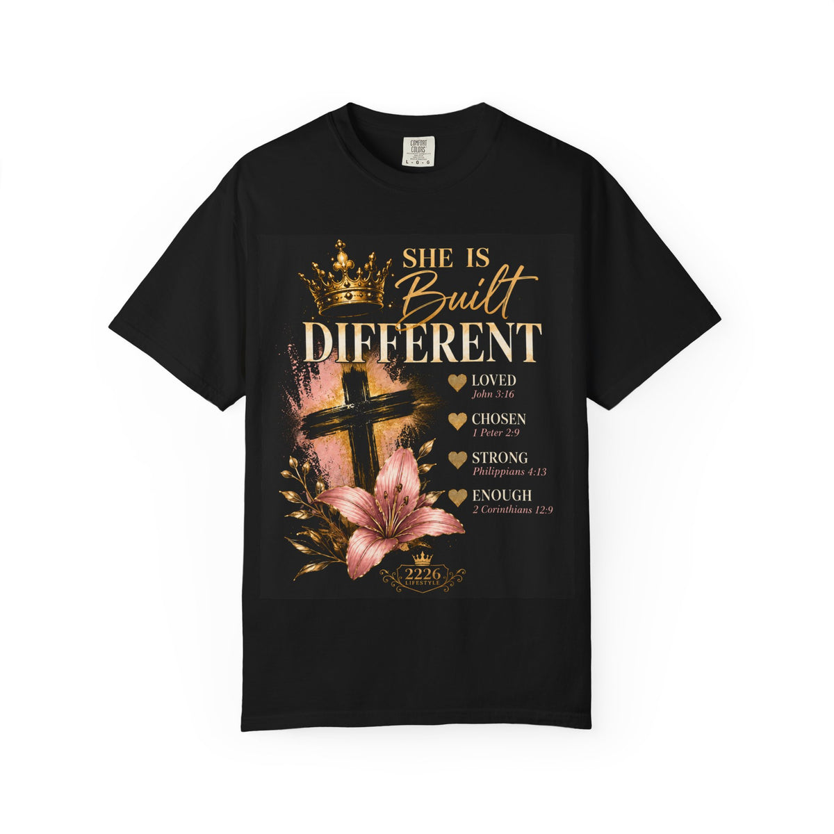 Christian Inspirational T-Shirt — "She Is Built Different / Built Right"
