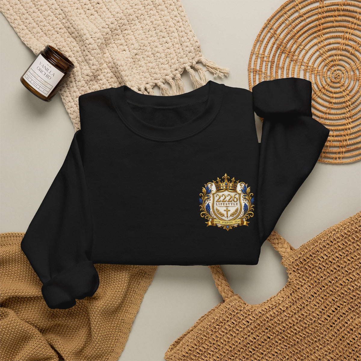 Lion & Cross Crewneck Sweatshirt — 2226 Psalm Christian Faith Pullover