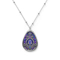 Libra Zodiac Oval Necklace — Purple Enamel Astrology Pendant