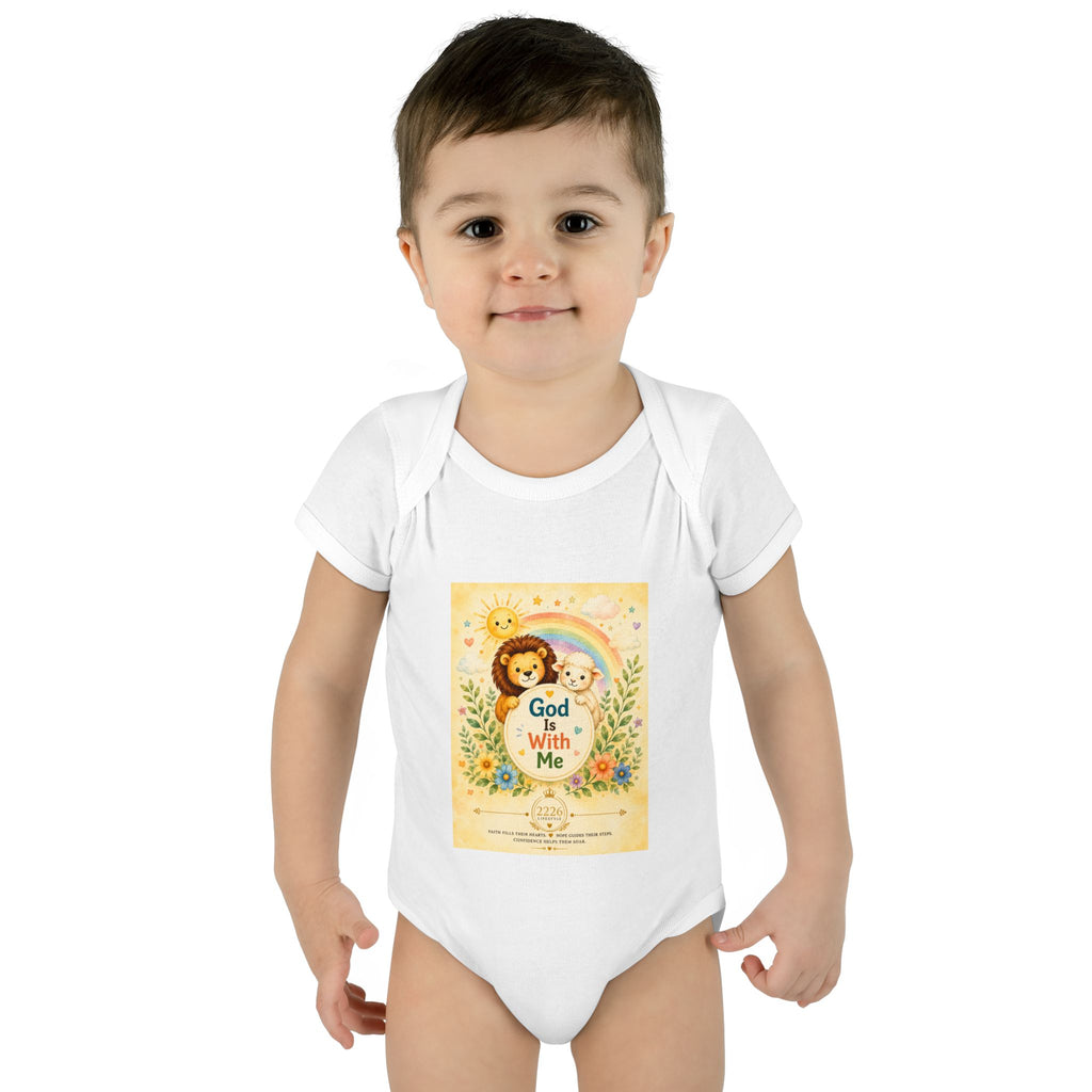 Infant Bodysuit — "God Is With Me" Cute Rainbow Nursery Baby Onesie