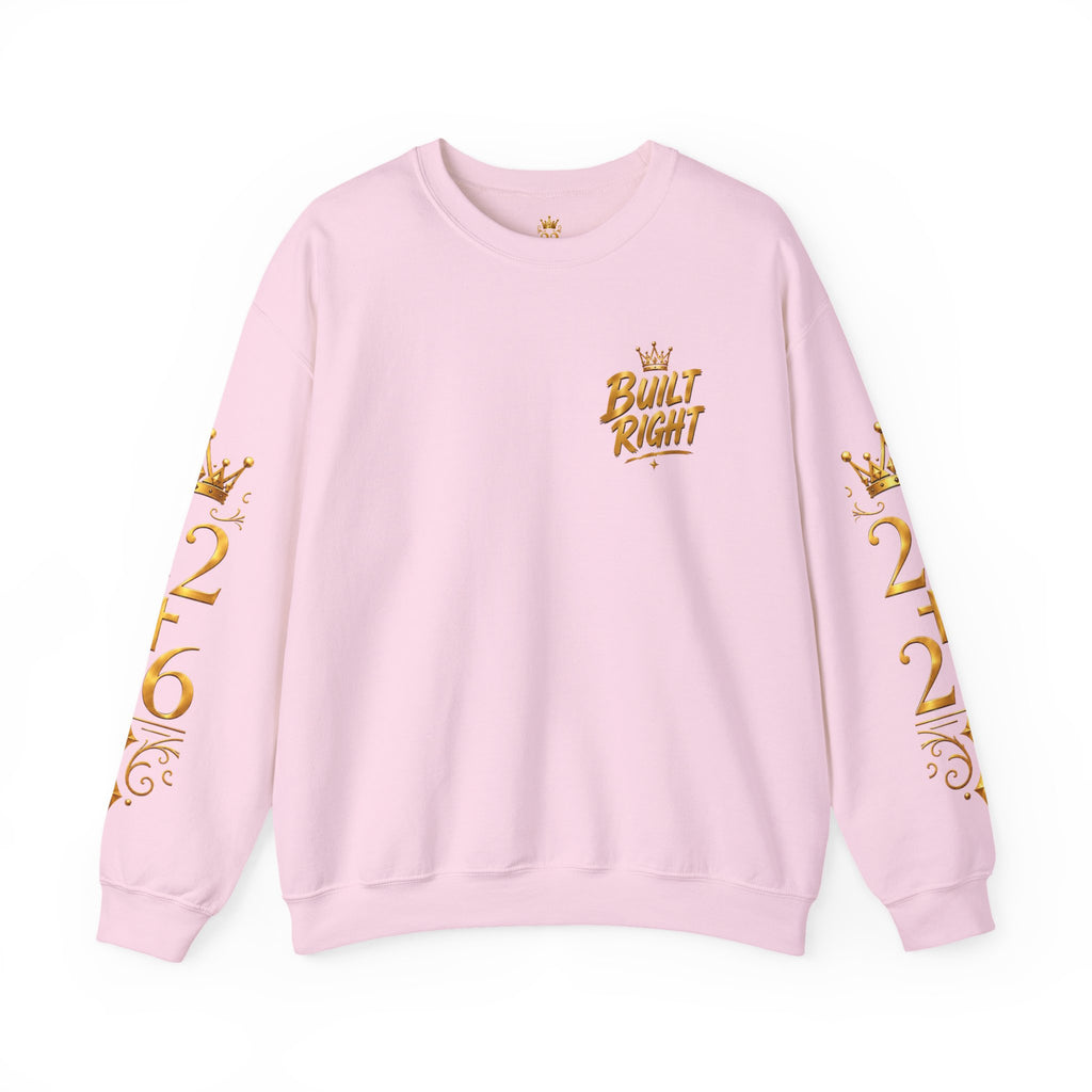 Built Right Crewneck Sweatshirt — "Built Right: Beautiful, Brave, Brilliant" Gold Graphic
