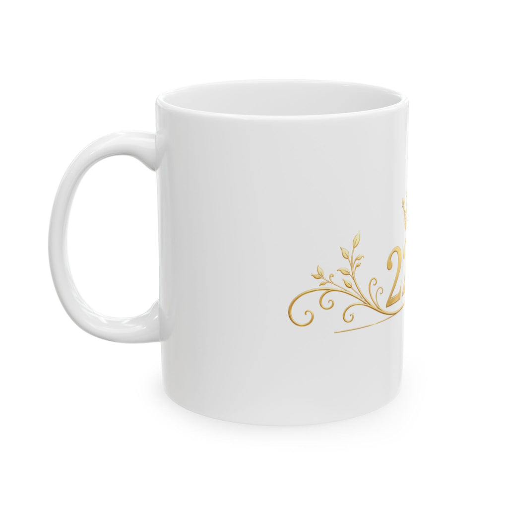 Gold Crown 2226 Ceramic Mug – Elegant Personalized Date/Number Coffee Cup (11oz, 15oz)