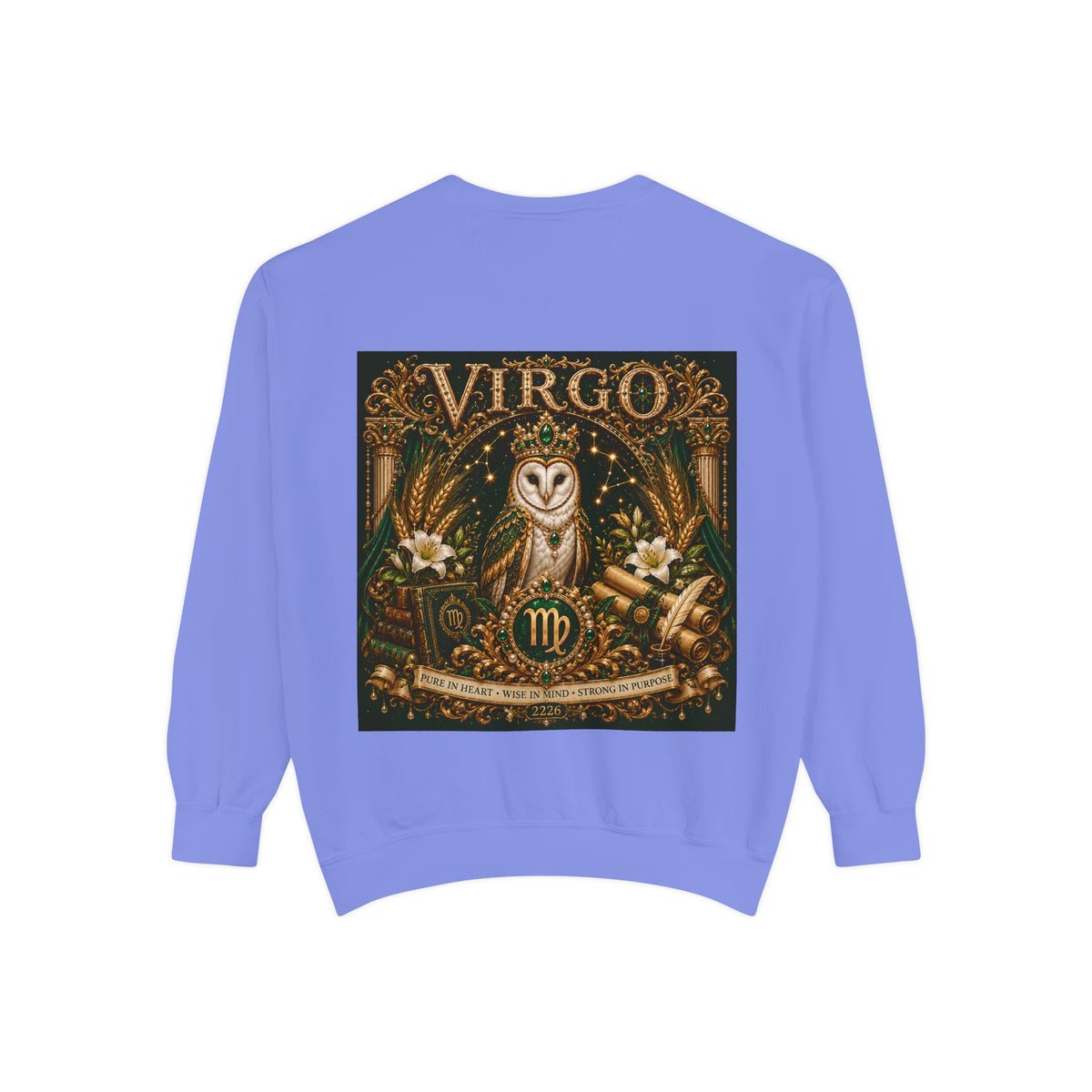 Virgo Sweatshirt — Zodiac Owl Virgo Symbol Crewneck