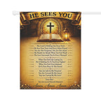 He Sees You Garden Flag - Christian Prayer Banner with Cross & Scripture