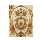 Elegant Crown Crest Fleece Sherpa Blanket — Vintage Gold Royal Emblem