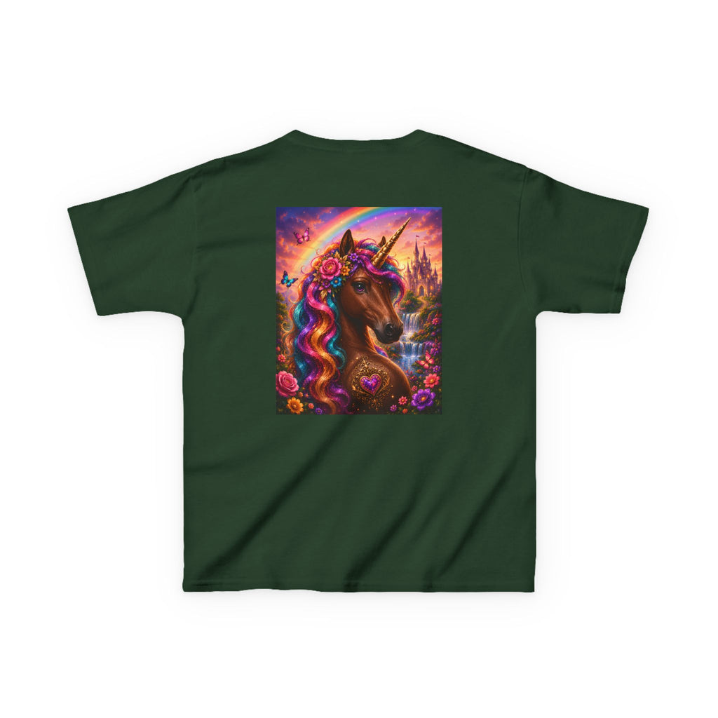 Kids Brown Unicorn Tee — Rainbow Fantasy Magical Horse Shirt
