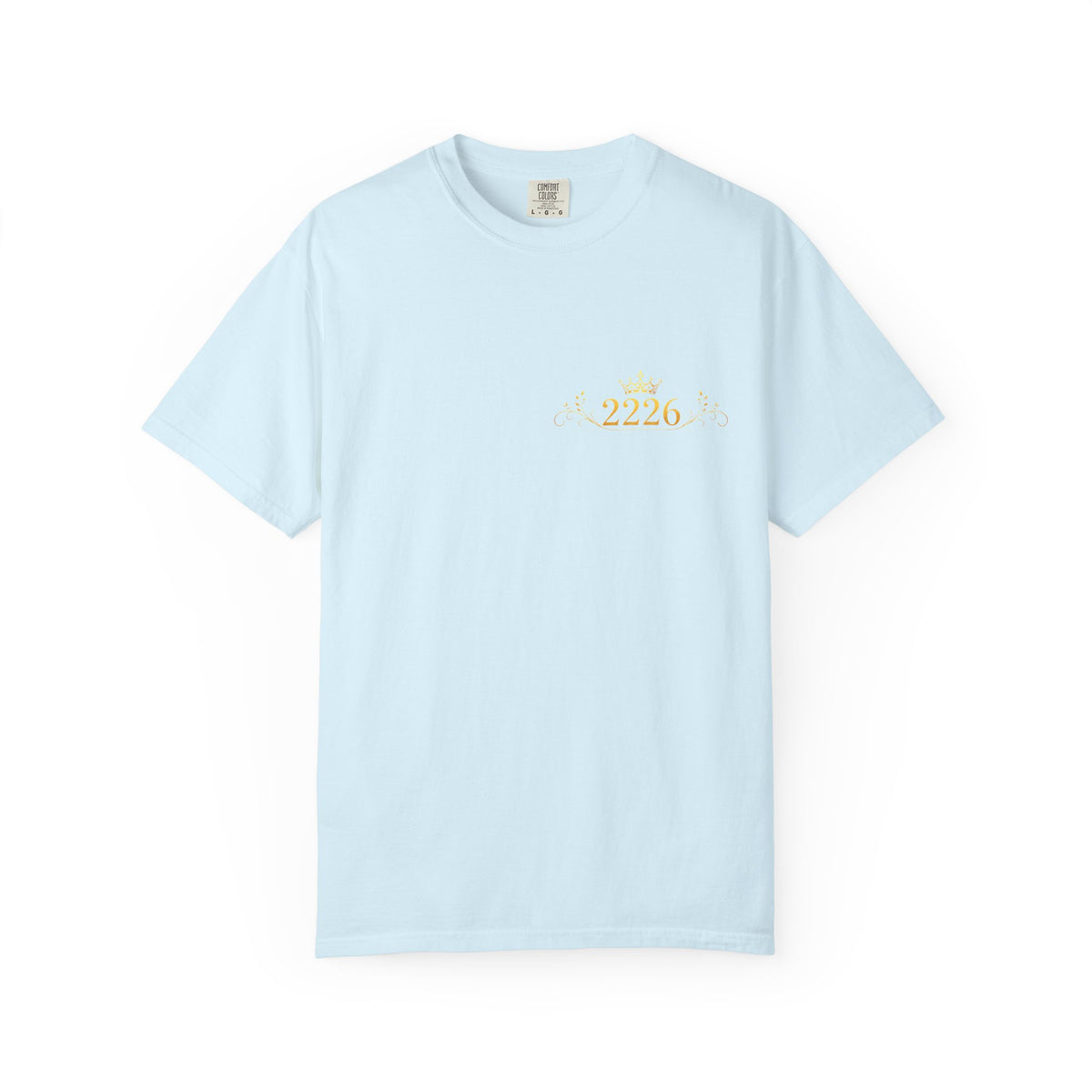 2226 Minimalist Chest Logo Tee — Subtle Gold Graphic T-Shirt