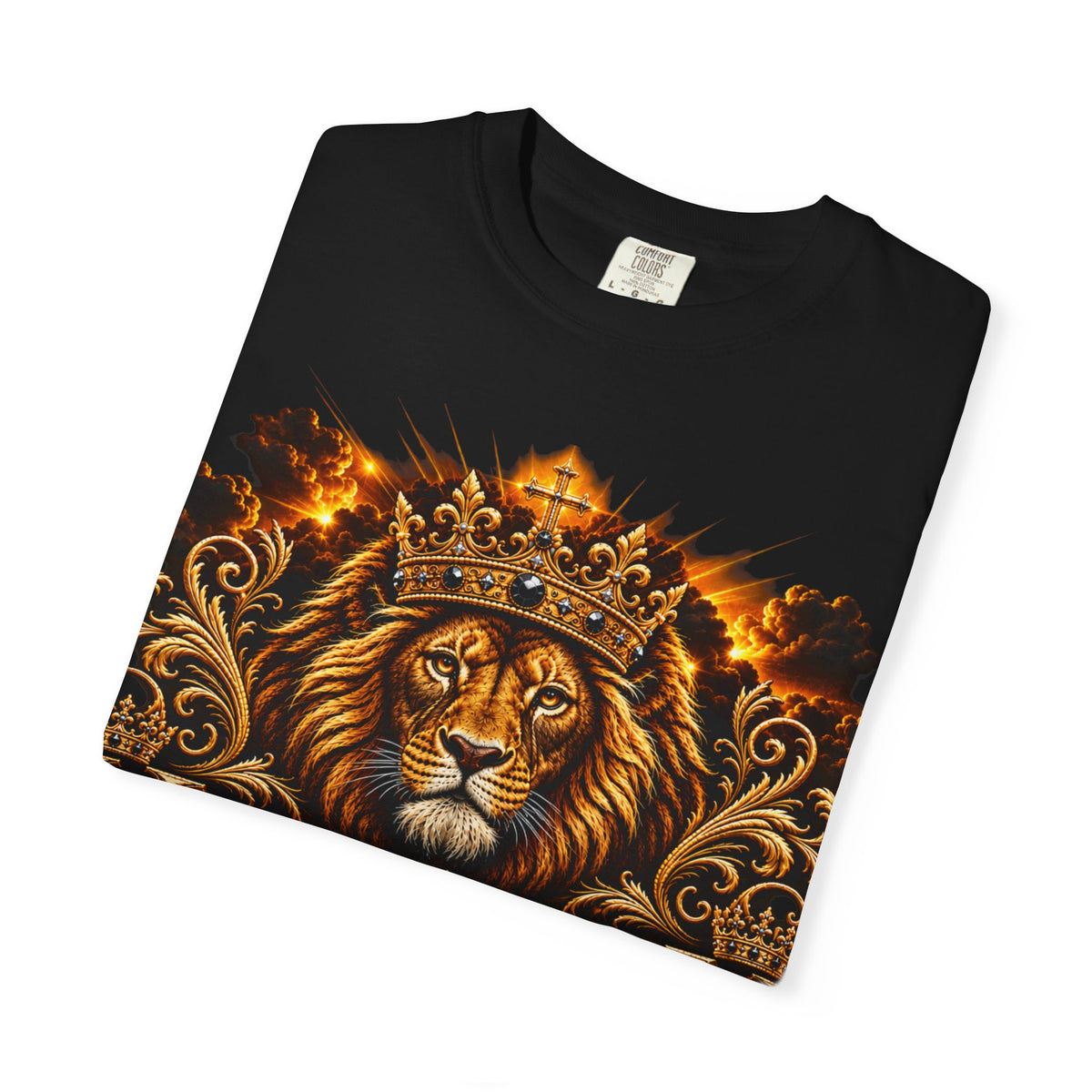 Kingdom Living Lion T-Shirt — Crowned Lion Faith Design (Matthew 6:33)