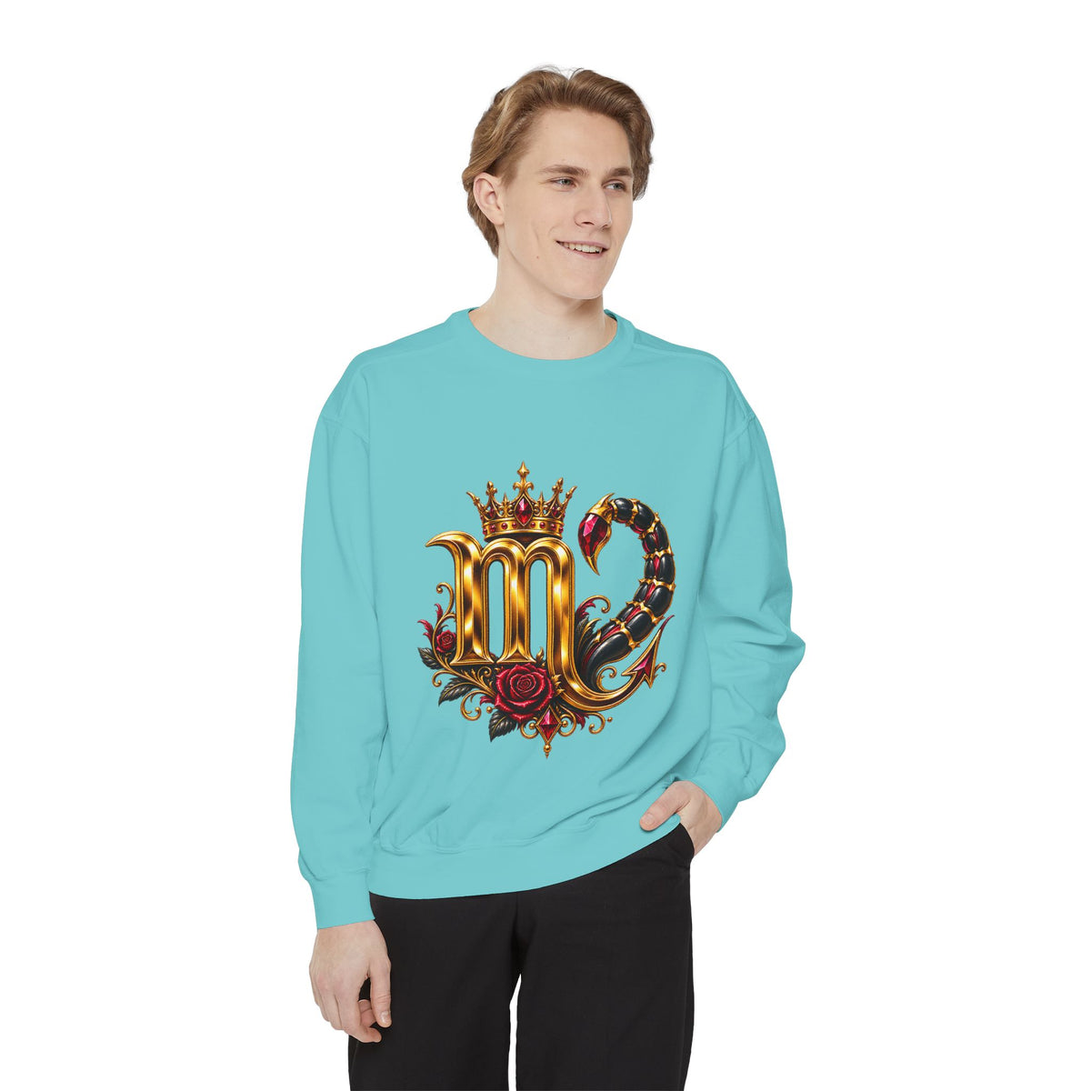 Scorpio Zodiac Sweatshirt — Regal Gold Scorpion Astrological Crewneck