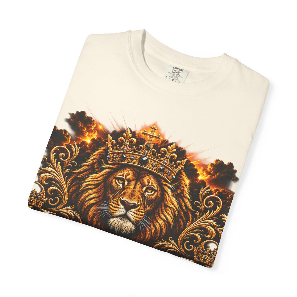 Kingdom Living Lion T-Shirt — Crowned Lion Faith Design (Matthew 6:33)