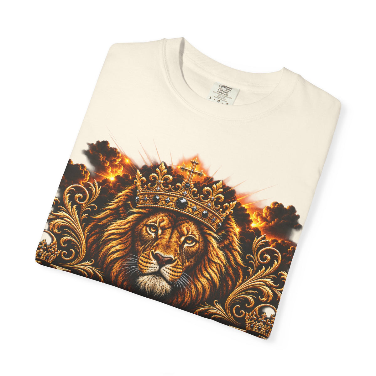 Kingdom Living Lion T-Shirt — Crowned Lion Faith Design (Matthew 6:33)