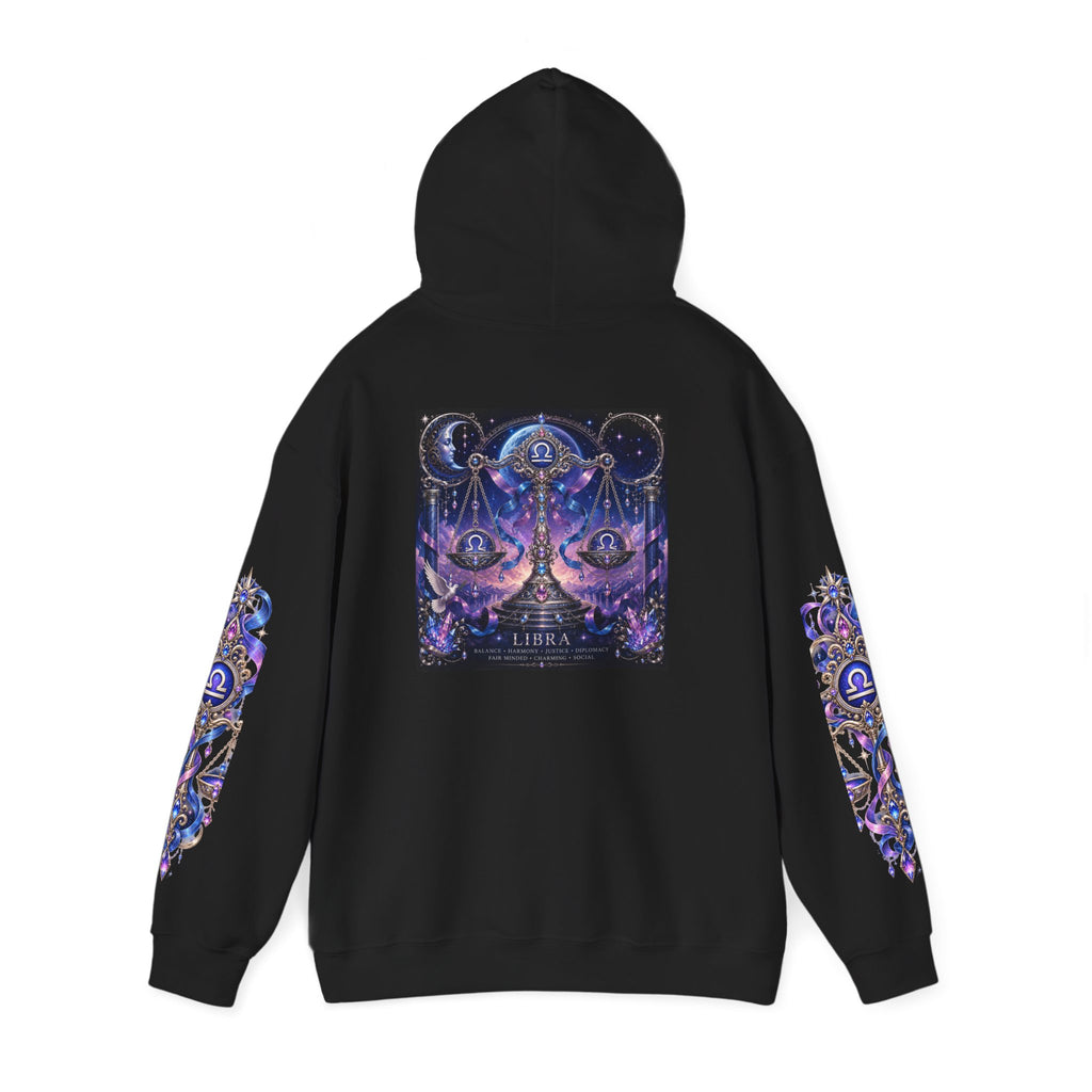 Libra Zodiac Hoodie — Celestial Scales Astrology Graphic Pullover