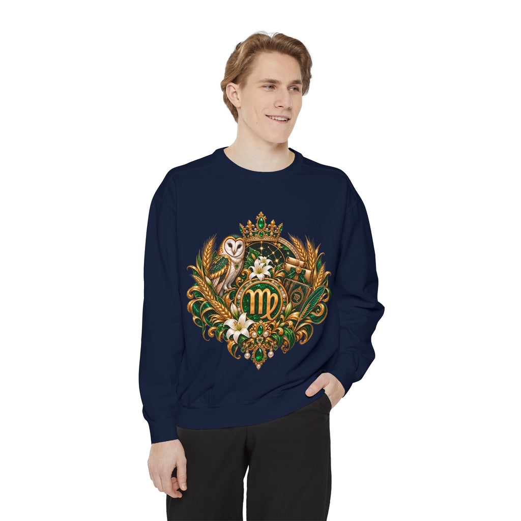 Virgo Sweatshirt — Zodiac Owl Virgo Symbol Crewneck