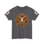 Aries Zodiac T‑Shirt — Mythic Ram Astrology Tee with 'ARIES' Emblem