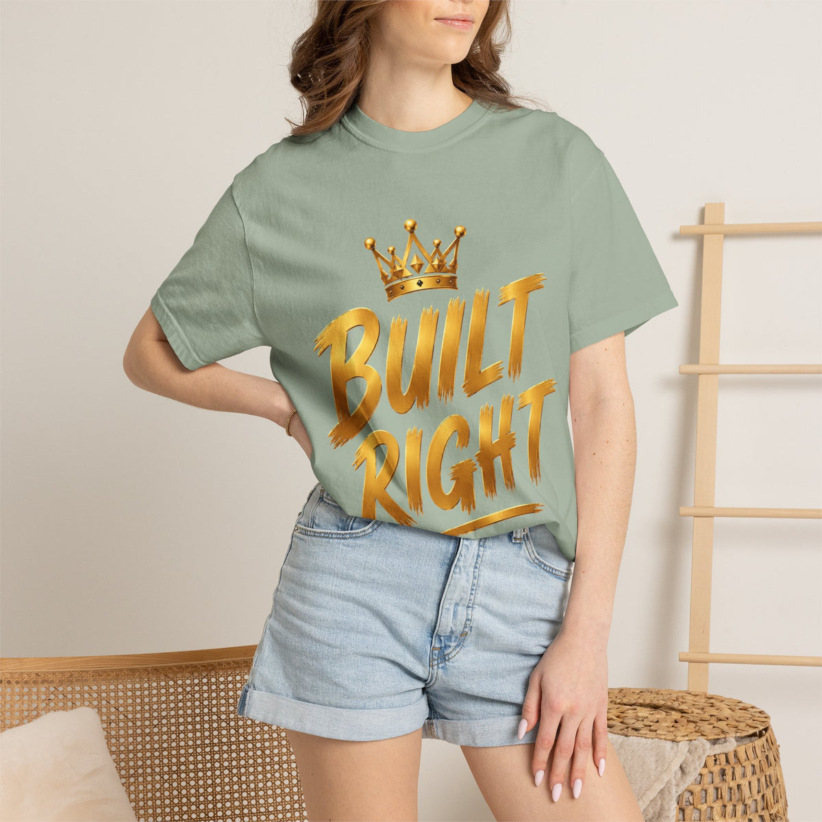 Built Right T-Shirt — Christian Faith Floral Cross Tee (She Is Built Different)