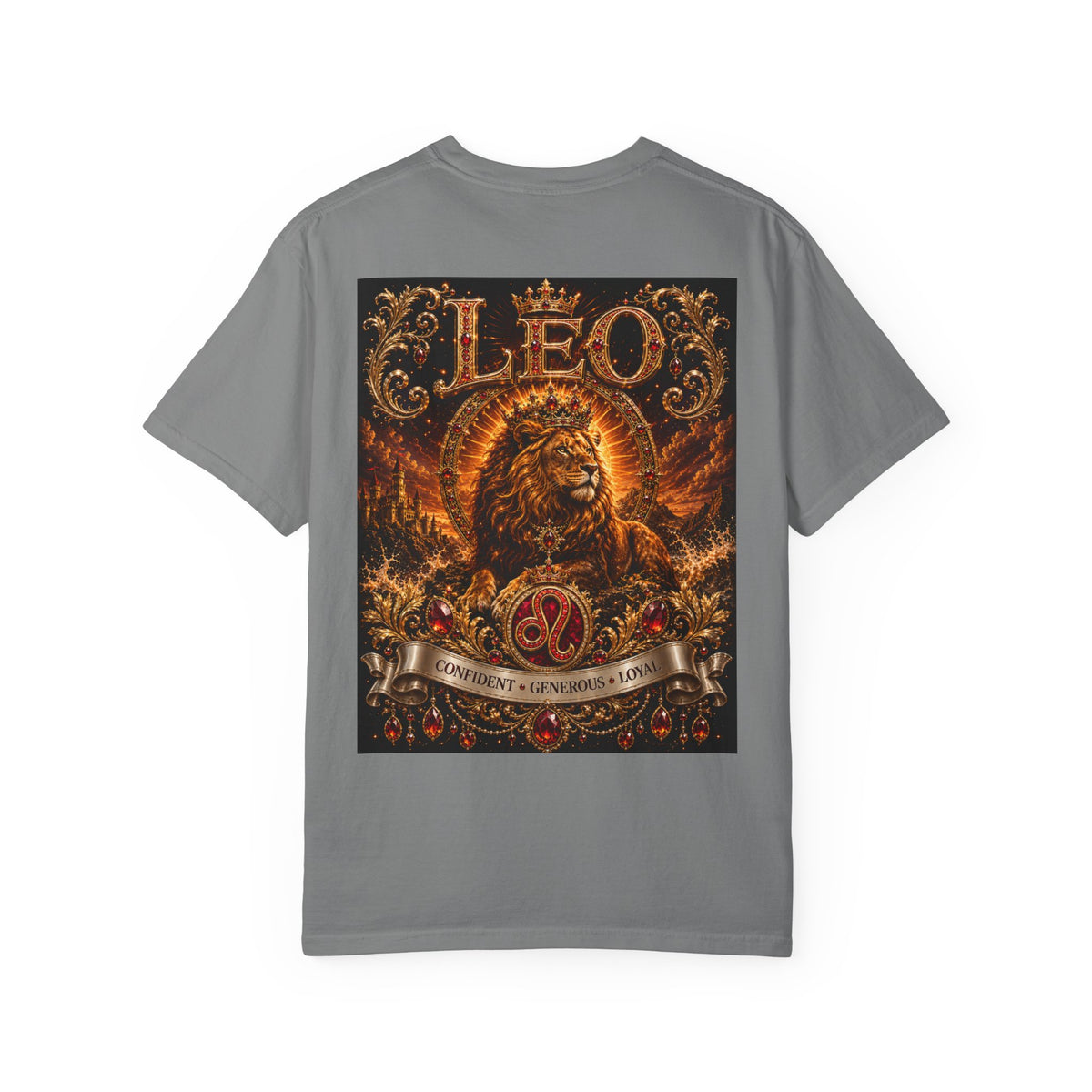 Leo Zodiac Lion T-Shirt — Regal Crowned Lion Astrology Tee