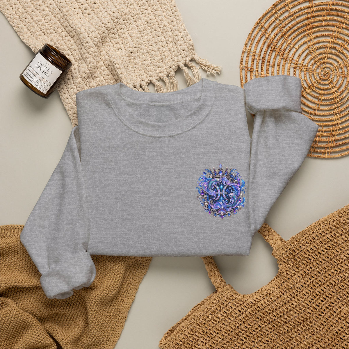 Pisces Mermaid Crewneck Sweatshirt — Zodiac Astrology Graphic Sweater