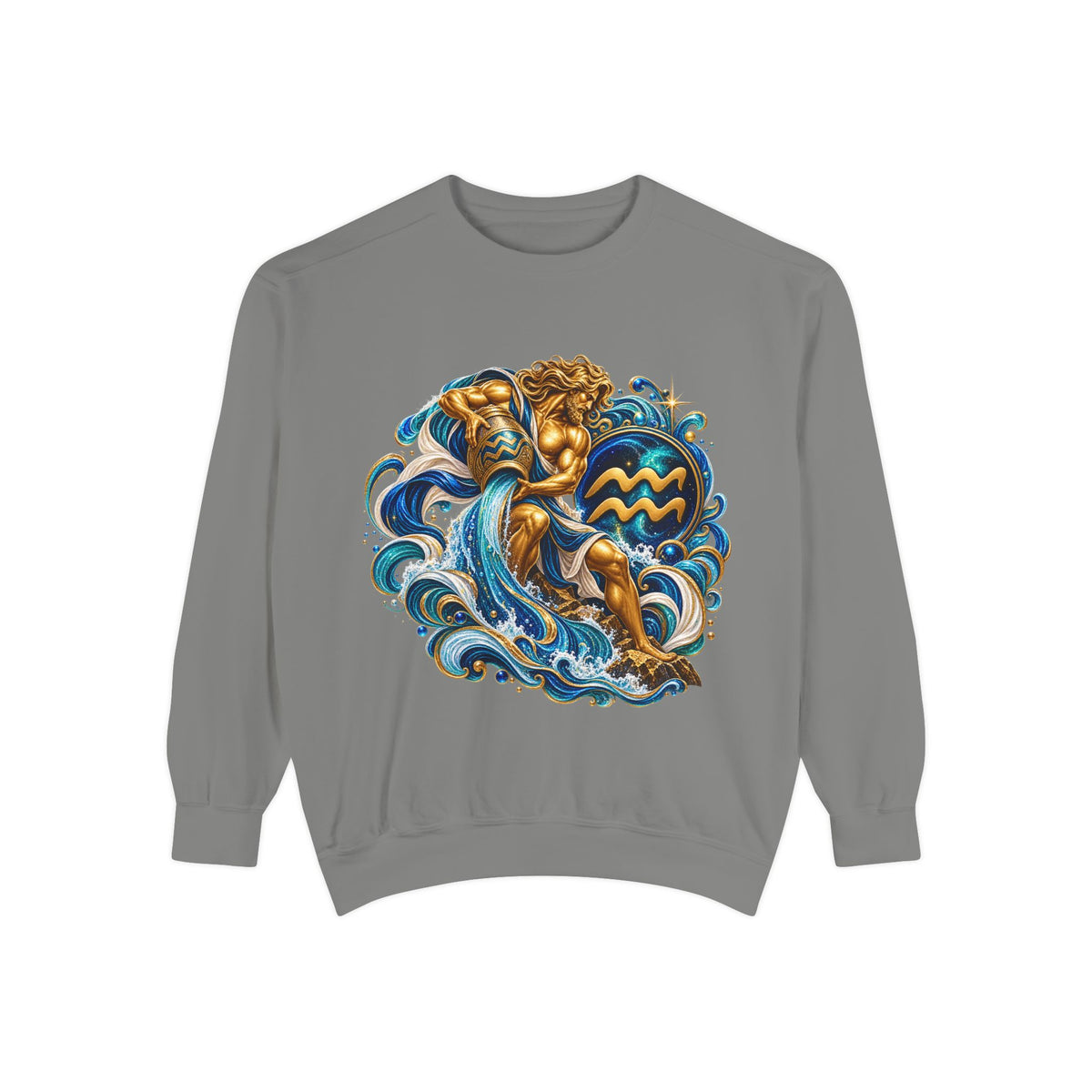 Aquarius Zodiac Sweatshirt — Water Bearer Astrology Graphic Crewneck