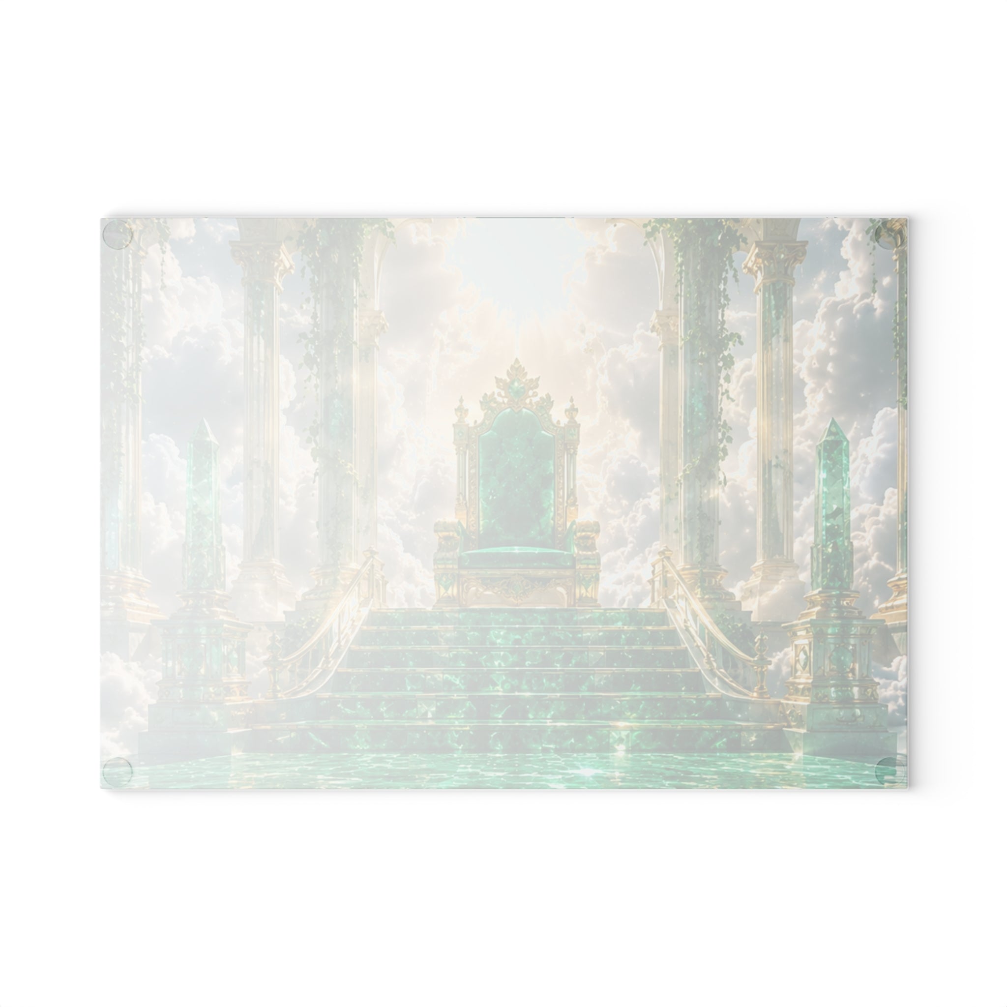 Glass Cutting Board — Emerald Throne Fantasy Kitchen Art