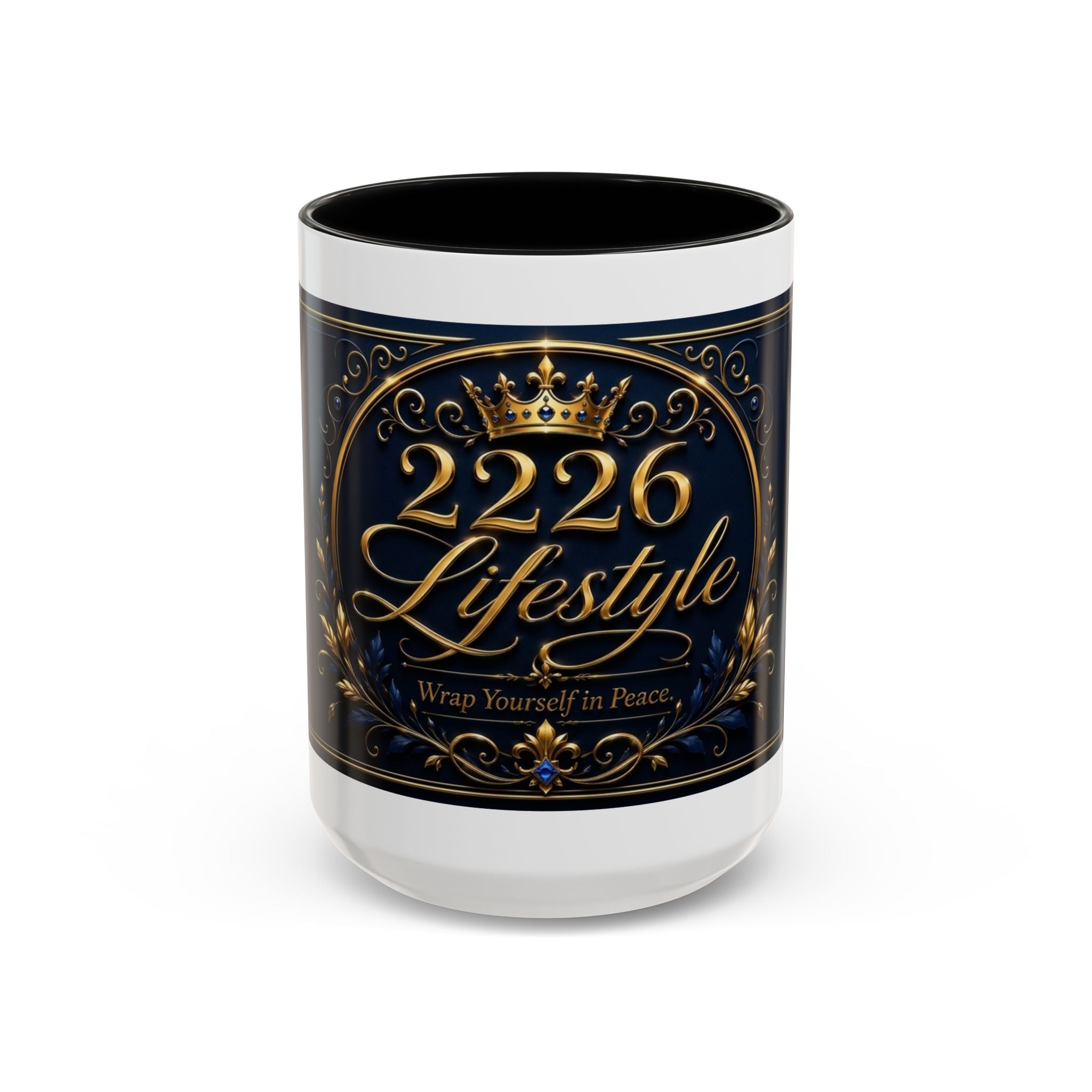 Accent Coffee Mug — '2226 Lifestyle' Gold Crown Decorative Coffee Mug