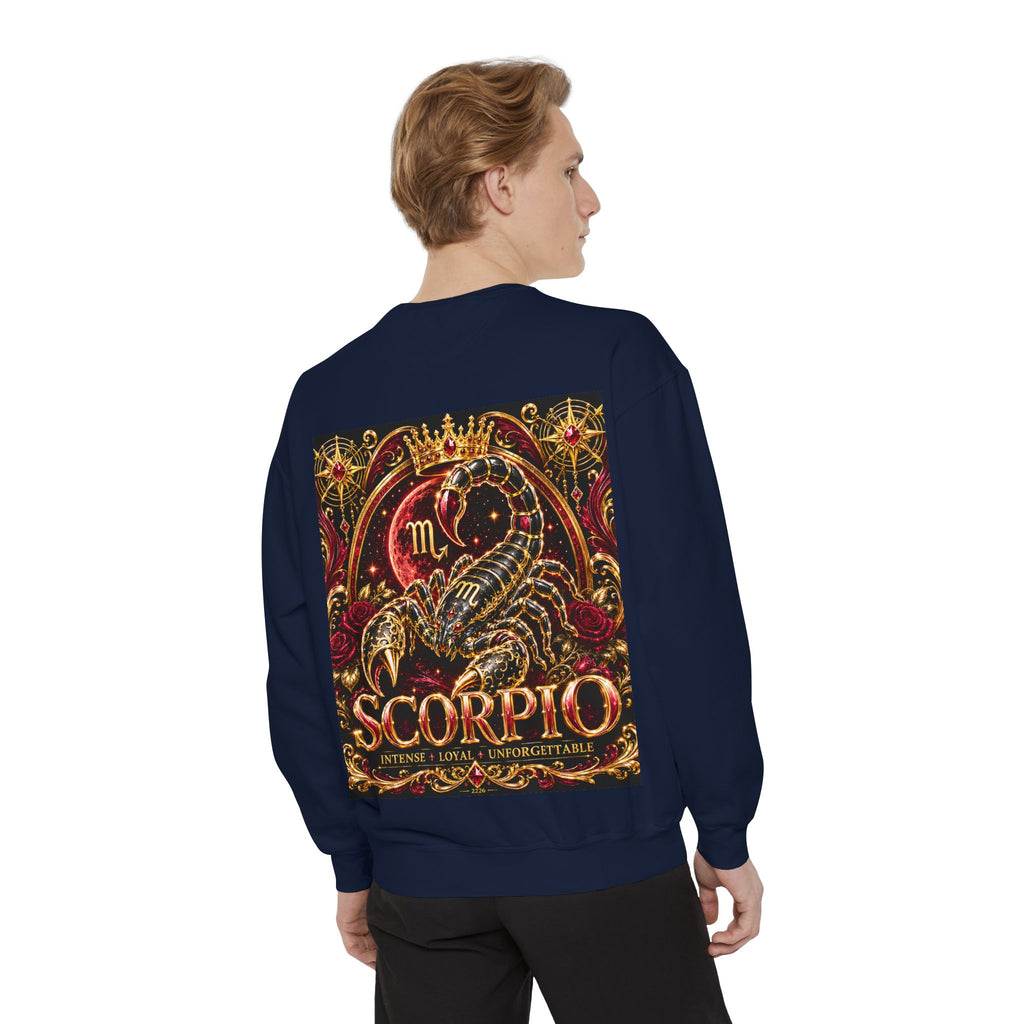 Scorpio Zodiac Sweatshirt — Regal Gold Scorpion Astrological Crewneck