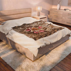 Faith Makes All Things Possible Velveteen Plush Blanket — Inspirational Floral Cross Throw
