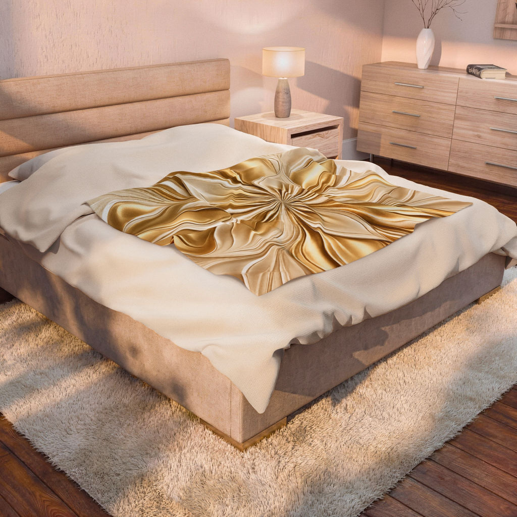 Gold Embossed Floral Velveteen Plush Blanket