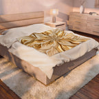 Gold Embossed Floral Velveteen Plush Blanket
