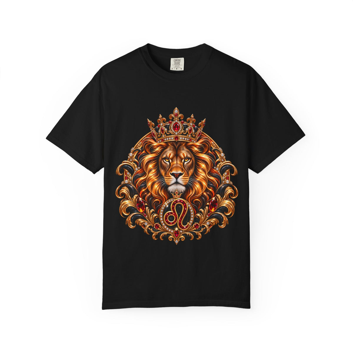 Leo Zodiac Lion T-Shirt — Regal Crowned Lion Astrology Tee