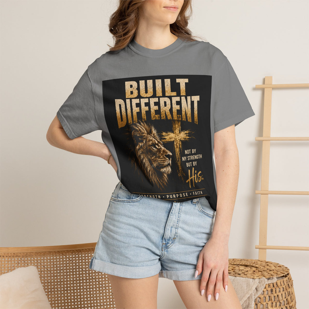 Built Different Christian Lion T-Shirt — "Built Right, Beautiful, Brilliant" Inspirational Faith Tee