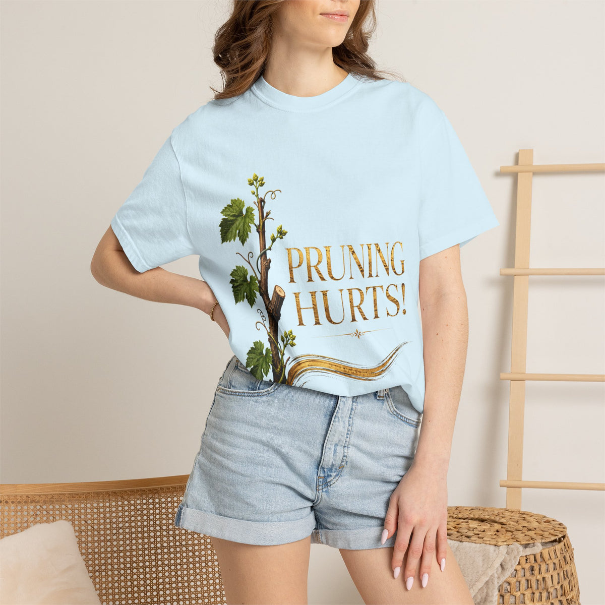 Pruning Hurts T-Shirt — Christian Faith Encouragement Tee (John 15:2 Message)