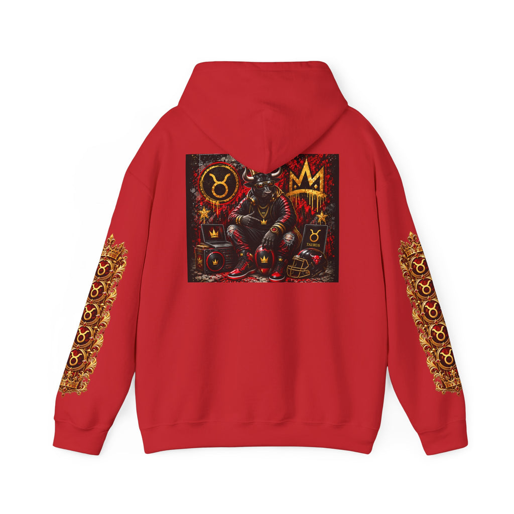 Taurus King Hip-Hop Hoodie — Bold Red Zodiac Graphic Pullover for Astrology Lovers