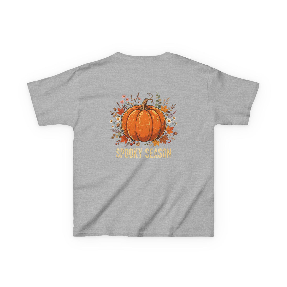 Kids Halloween Tee — Cute Ghost Holding Pumpkin "Spooky Season"
