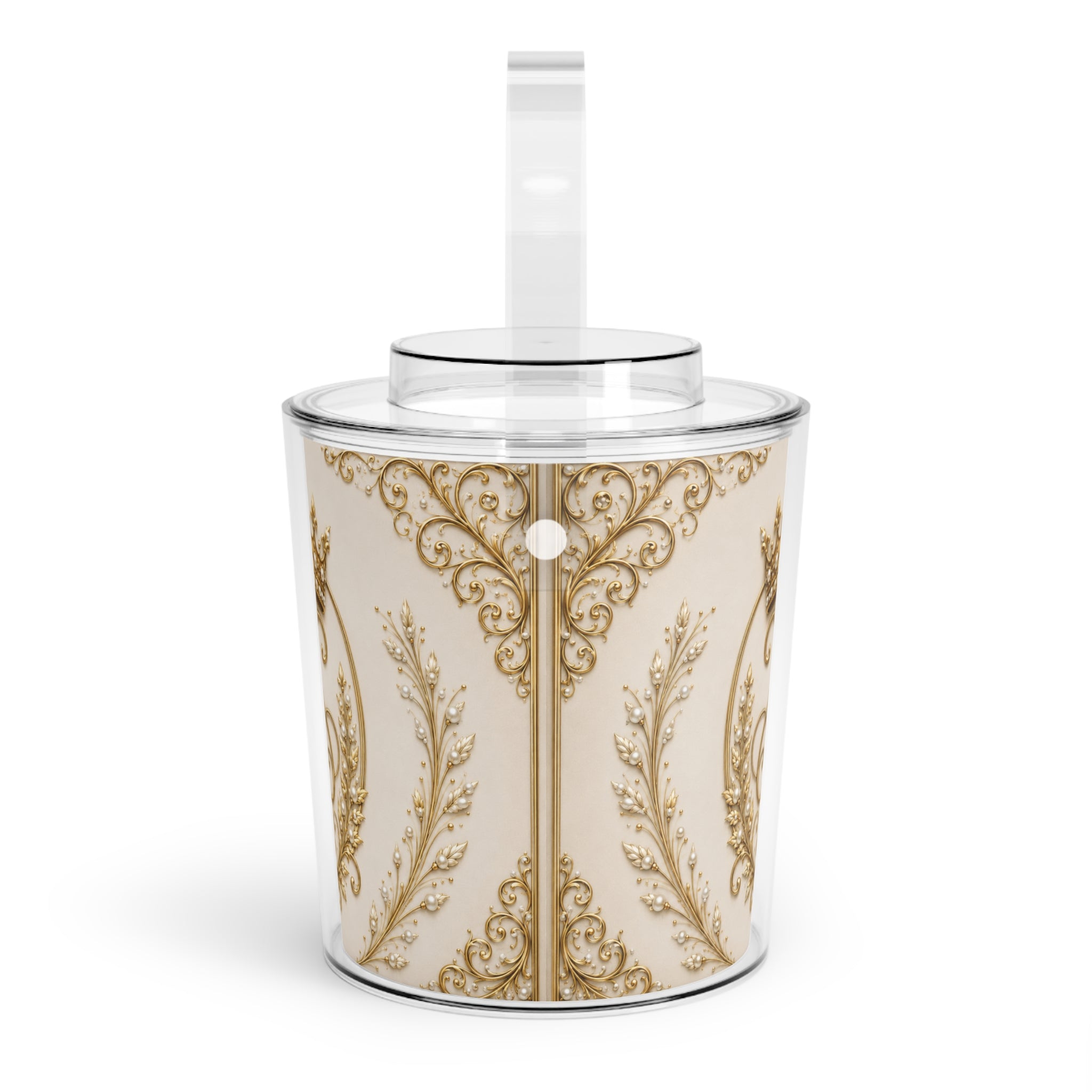 Regal Gold Crown Ice Bucket with Tongs — Vintage Ornate Bar Accessory