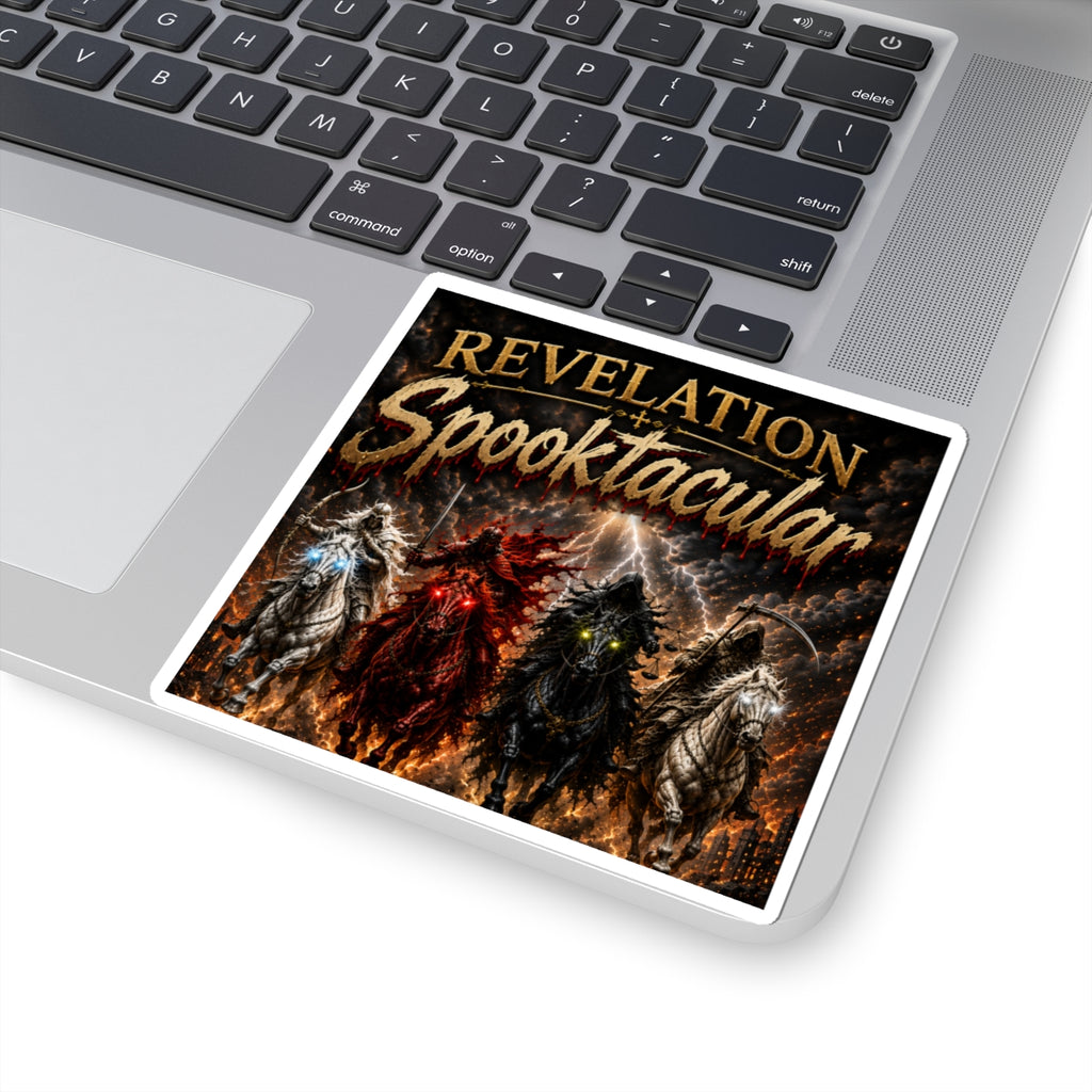 Revelation Spooktacular Kiss-Cut Sticker — Halloween Horsemen Horror Design