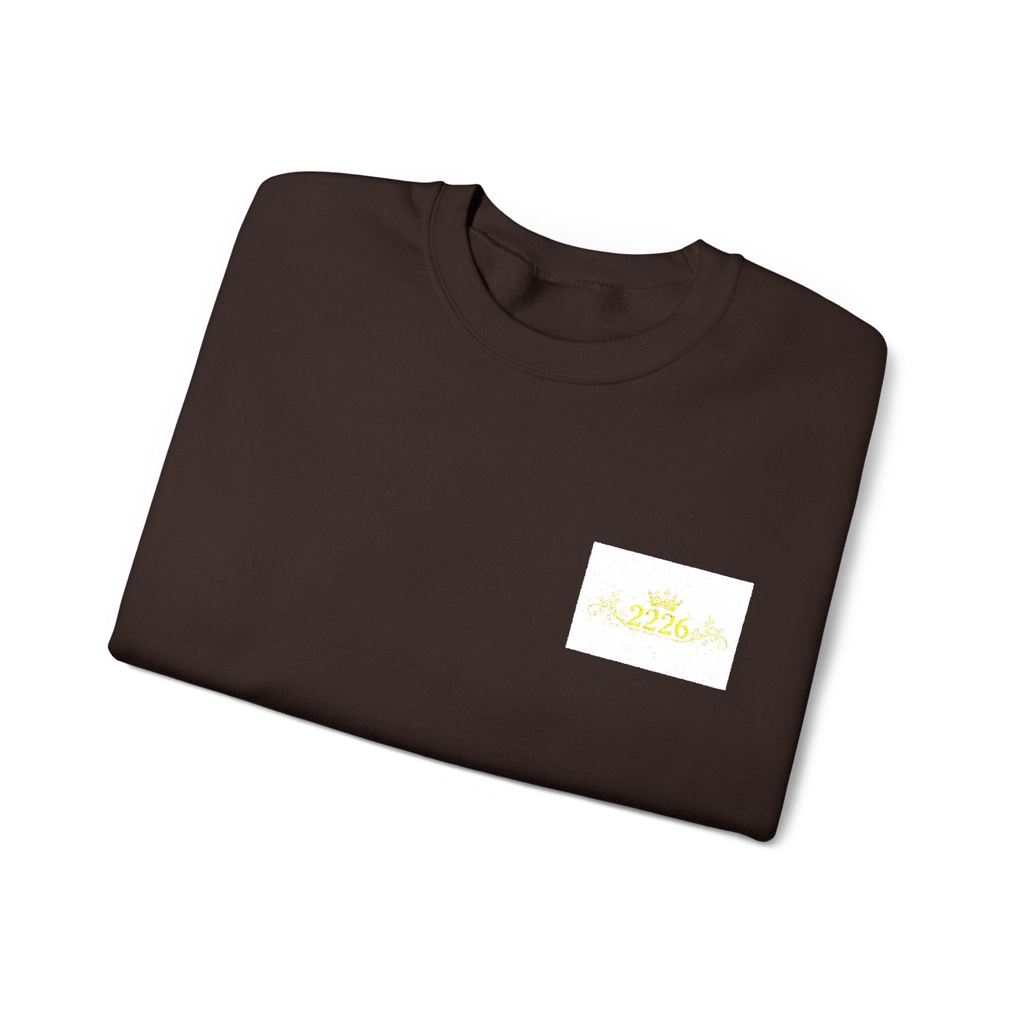 Crewneck Sweatshirt — Tiny Golden Crest Chest Patch