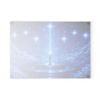 Starry Lighthouse Nightscape Glass Cutting Board — Celestial Blue Kitchen Art
