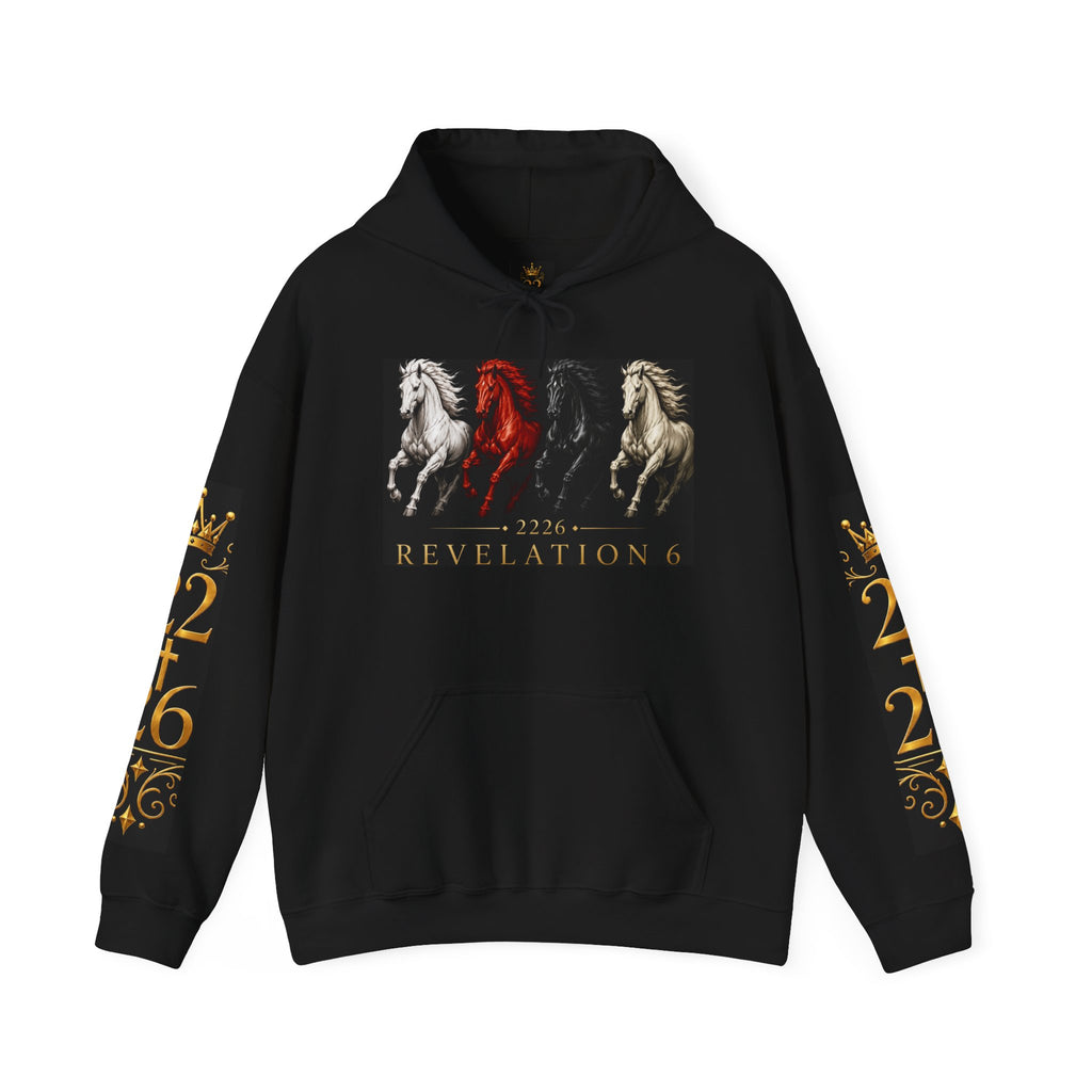 Revelation 6 Four Horsemen Hoodie — Apocalyptic Christian Graphic Sweatshirt