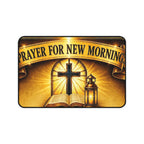 Prayer for New Morning Desk Mat — Christian Cross & Lantern Desk Pad