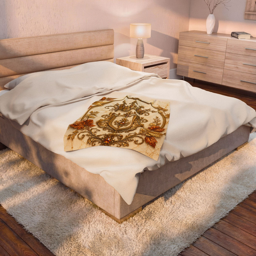 Royal Autumn Crest Velveteen Plush Blanket